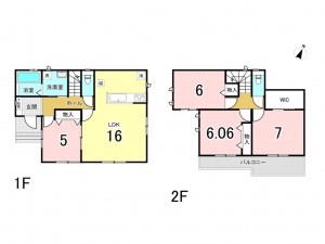 相模原市南区当麻、新築一戸建ての間取り画像です