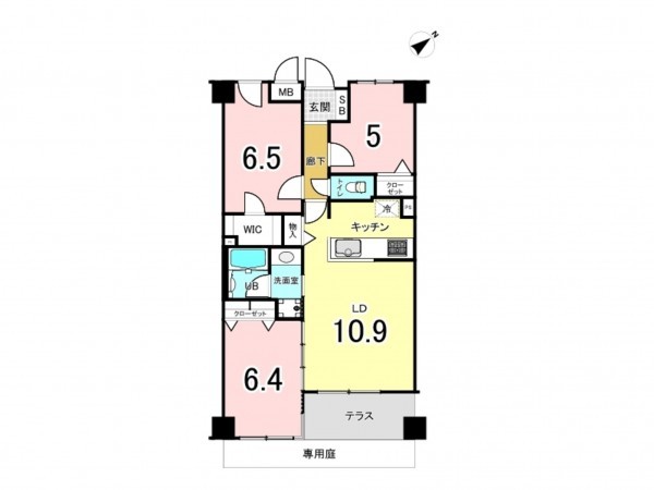 相模原市南区相模台、マンションの間取り画像です