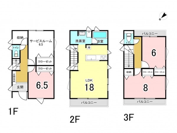 相模原市南区当麻、新築一戸建ての間取り画像です