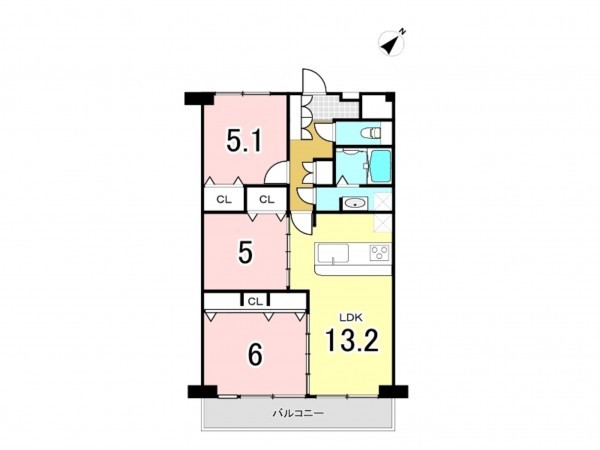相模原市南区相模大野、マンションの間取り画像です