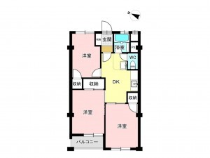 相模原市南区東林間、マンションの間取り画像です