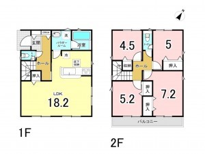 相模原市南区大野台、新築一戸建ての間取り画像です