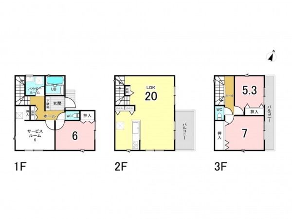 相模原市南区相模台、新築一戸建ての間取り画像です