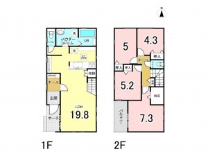 相模原市南区南台、新築一戸建ての間取り画像です