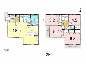 相模原市南区南台、新築一戸建ての間取り画像です