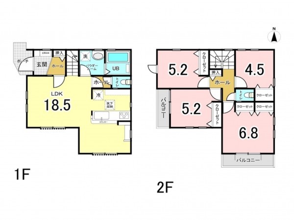 相模原市南区南台、新築一戸建ての間取り画像です