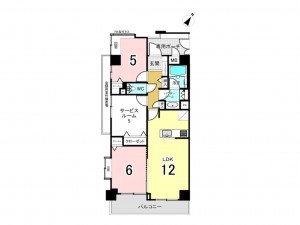 相模原市南区鵜野森、マンションの間取り画像です