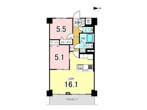 相模原市南区鵜野森、マンションの間取り画像です