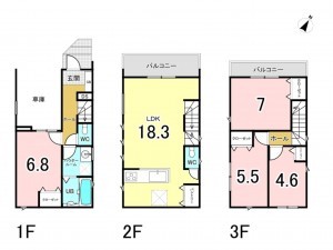相模原市南区上鶴間本町、新築一戸建ての間取り画像です