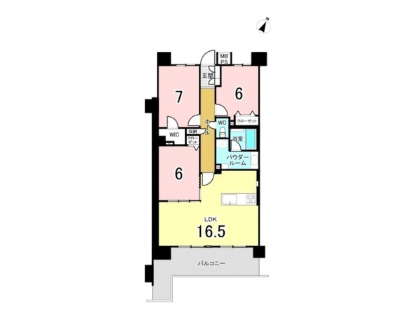 相模原市南区相南、マンションの間取り画像です