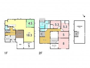 相模原市南区東林間、中古一戸建ての間取り画像です