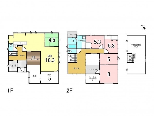 相模原市南区東林間、中古一戸建ての間取り画像です