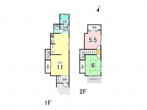 相模原市南区磯部、中古一戸建ての間取り画像です