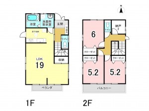 相模原市南区大野台、中古一戸建ての間取り画像です