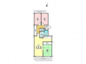 相模原市南区新磯野、マンションの間取り画像です