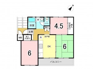 相模原市南区相武台、マンションの間取り画像です