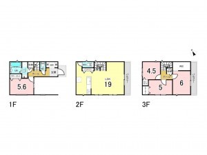 相模原市南区古淵、新築一戸建ての間取り画像です