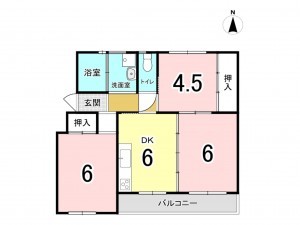 相模原市南区相武台、マンションの間取り画像です