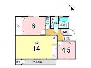 相模原市南区鵜野森、マンションの間取り画像です