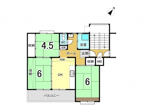 相模原市南区相武台、マンションの間取り画像です