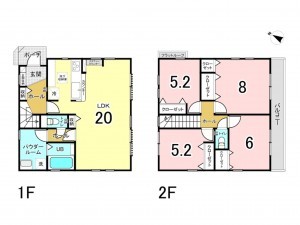 相模原市南区相武台、新築一戸建ての間取り画像です