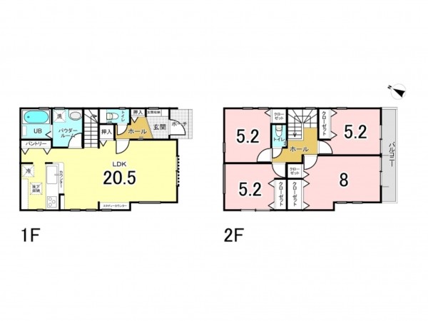 相模原市南区相武台、新築一戸建ての間取り画像です