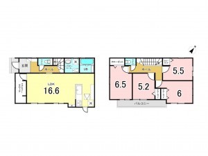 相模原市南区相模台、新築一戸建ての間取り画像です