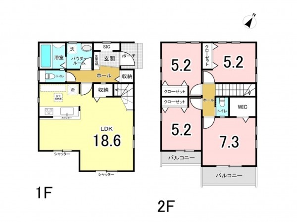 相模原市南区相南、新築一戸建ての間取り画像です