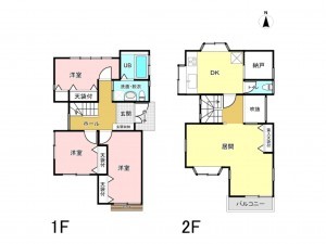 相模原市南区東大沼、中古一戸建ての間取り画像です