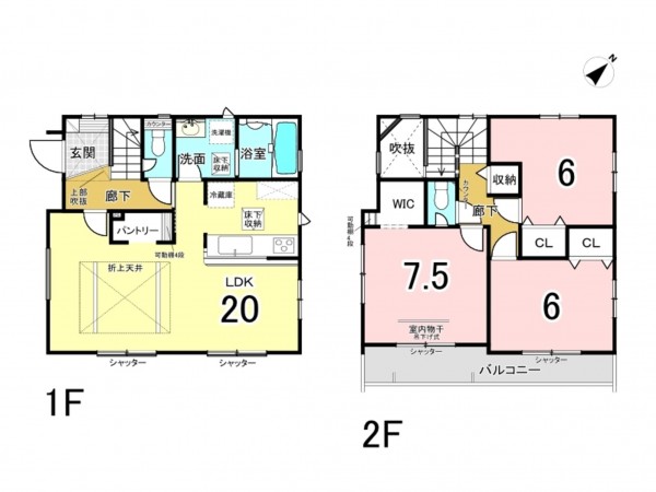 相模原市南区若松、新築一戸建ての間取り画像です