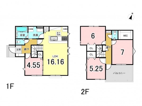 相模原市南区相南、新築一戸建ての間取り画像です