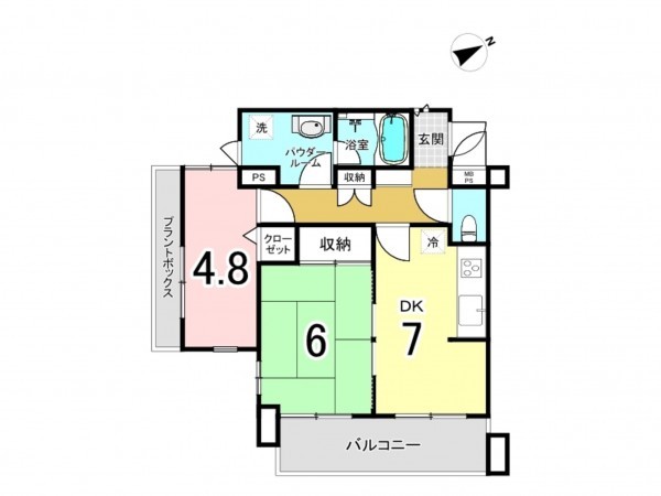 相模原市南区相武台、マンションの間取り画像です