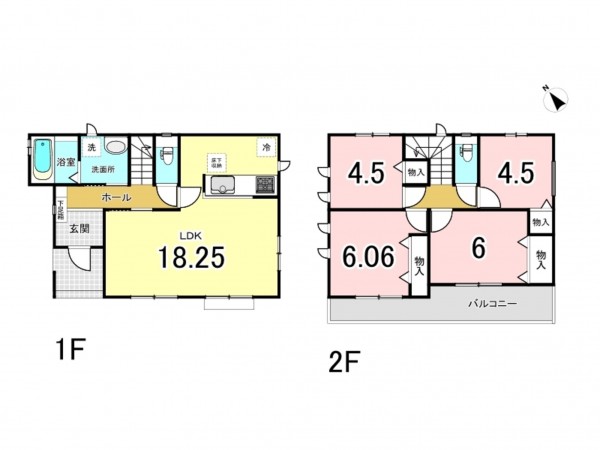 相模原市南区西大沼、新築一戸建ての間取り画像です