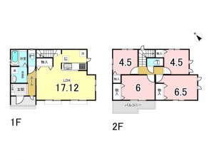 相模原市南区西大沼、新築一戸建ての間取り画像です