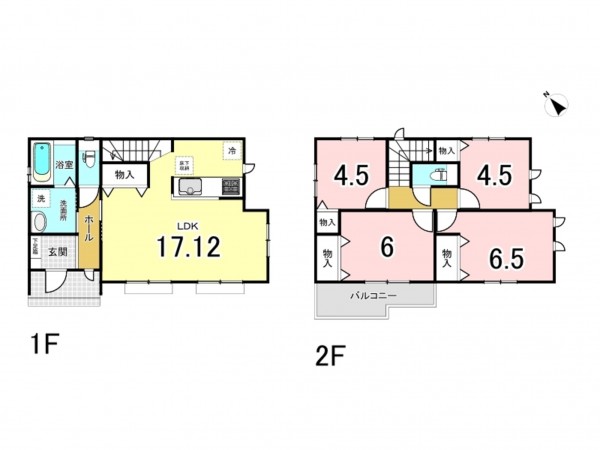 相模原市南区西大沼、新築一戸建ての間取り画像です