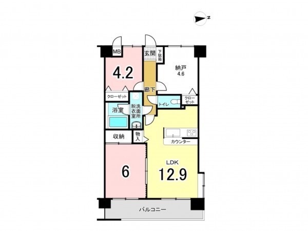 相模原市南区上鶴間本町、マンションの間取り画像です