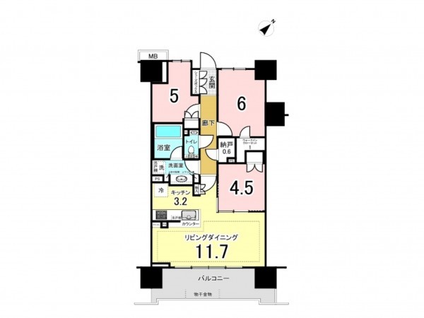 相模原市南区相模大野、マンションの間取り画像です