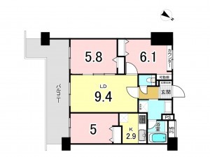 相模原市南区上鶴間本町、マンションの間取り画像です