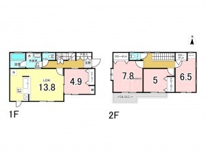 相模原市南区下溝、中古一戸建ての間取り画像です