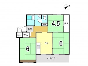 相模原市南区相武台、マンションの間取り画像です