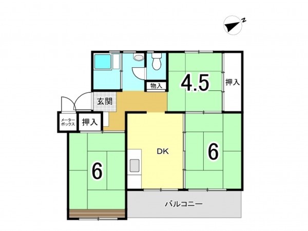相模原市南区相武台、マンションの間取り画像です