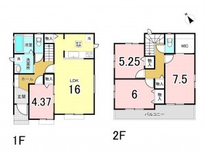 相模原市南区大野台、新築一戸建ての間取り画像です