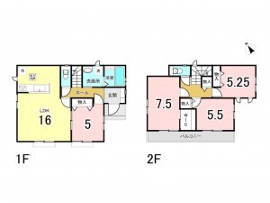 相模原市南区大野台、新築一戸建ての間取り画像です