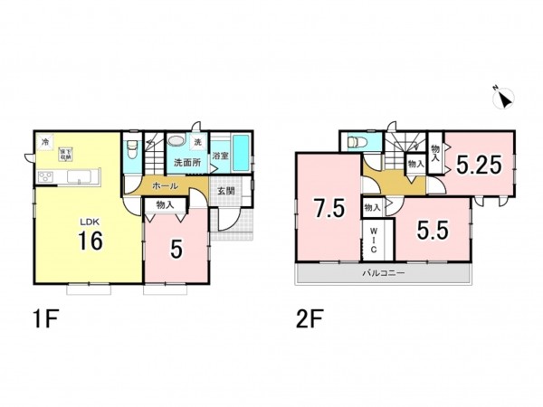 相模原市南区大野台、新築一戸建ての間取り画像です
