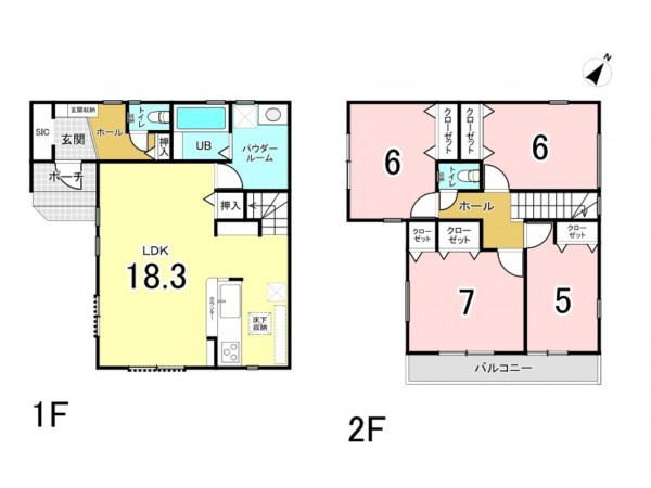 相模原市南区大野台、新築一戸建ての間取り画像です