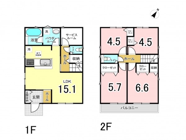 相模原市南区大野台、新築一戸建ての間取り画像です