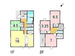 相模原市南区磯部、新築一戸建ての間取り画像です