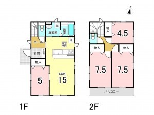 相模原市南区北里、中古一戸建ての間取り画像です