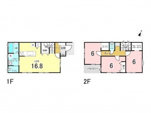 相模原市南区大野台、新築一戸建ての間取り画像です