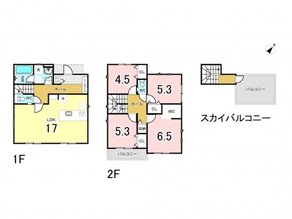 相模原市南区新磯野、新築一戸建ての間取り画像です